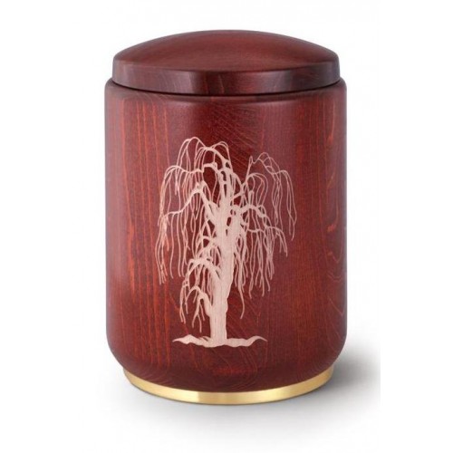 Wooden Urn (Stained Mahogany with Weeping Willow Engraving)